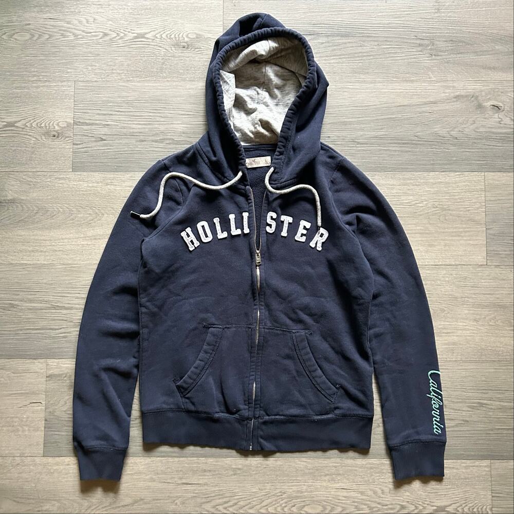 Vintage y2k mall core Hollister California Full Zip Applique Logo Hoodie